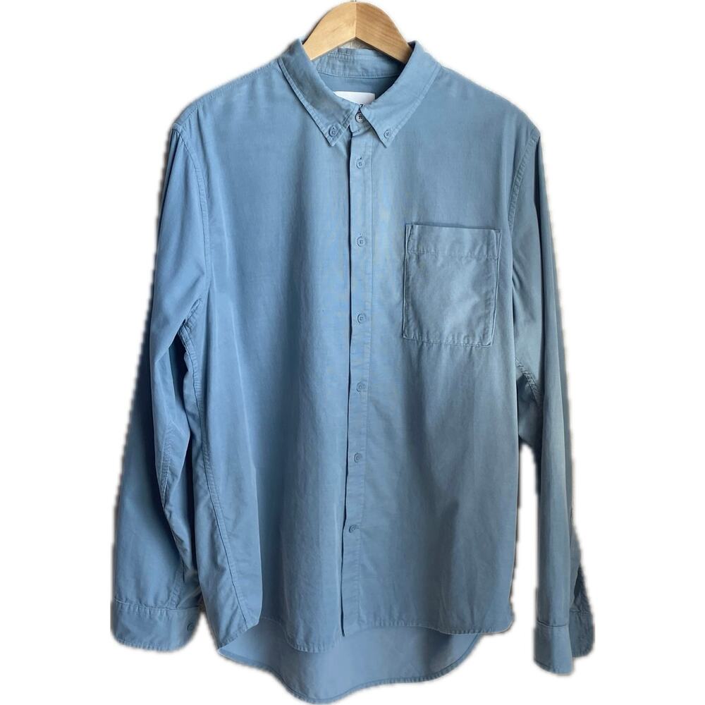 NN07 No Nationality Arne Soft Corduroy Button Up Long Sleeve Shirt XXL Pale Blue - Picture 3 of 11